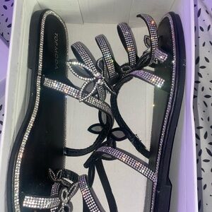 TOP Moda Black Sparkling Sandals